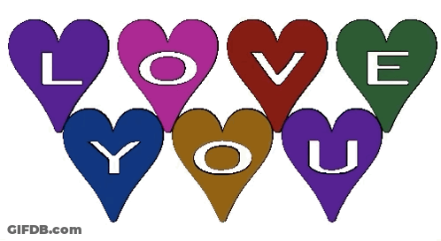 A Row Of Hearts With The Words Love You Written On Them GIF