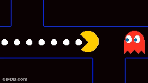 A Row Of Pac Man Ghosts Are Lined Up In A Row . GIF