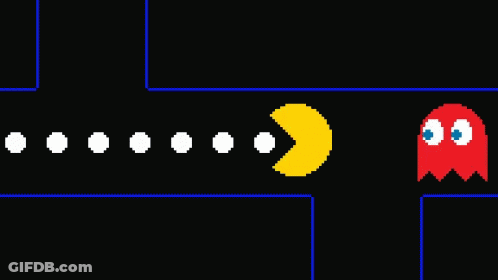 A Row Of Pac Man Ghosts Are Lined Up On A Dark Background GIF
