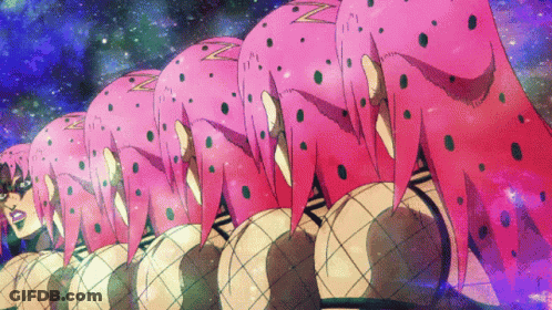 A Row Of Pink Cartoon Characters With The Letter Z On Their Heads GIF