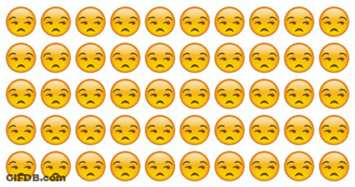 A Row Of Smiley Faces With A Sad Face On Them GIF