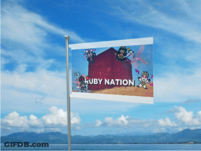 A Ruby Nation Flag Flies In The Wind GIF