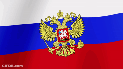 A Russian Flag With A Double Headed Eagle And A Coat Of Arms GIF