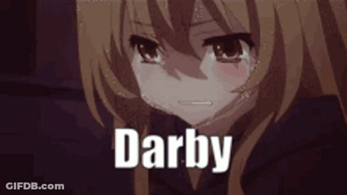 A Sad Anime Girl Is Crying And The Word Darby Is On The Bottom Of The Picture . GIF