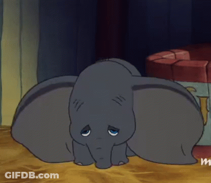 A Sad Looking Elephant With A Tear Coming Out Of Its Eye GIF