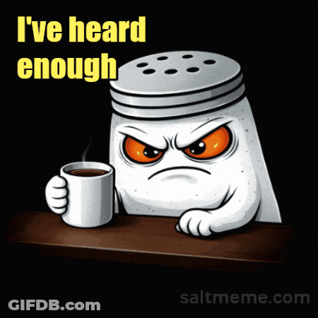 A Salt Shaker Sitting At A Table With A Cup Of Coffee GIF