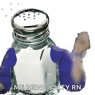 A Salt Shaker With A Person 'S Arm Coming Out Of It . GIF
