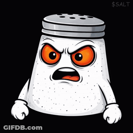 A Salt Shaker With An Angry Face And The Words " You Better Run " GIF
