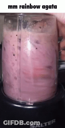 A Salter Blender Is Filled With A Pink Smoothie GIF