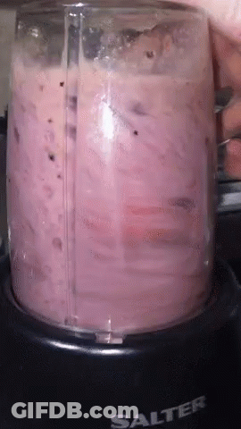 A Salter Brand Blender Filled With A Pink Liquid GIF