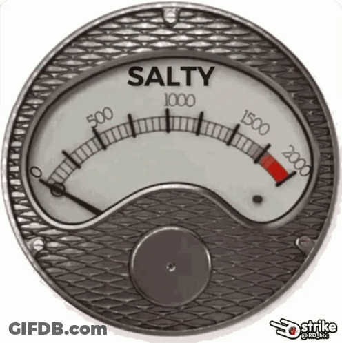 A Salty Gauge Has A Red Arrow Pointing To The 2000 Mark GIF