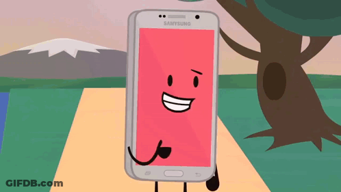 A Samsung Cell Phone With A Smiling Face On It GIF