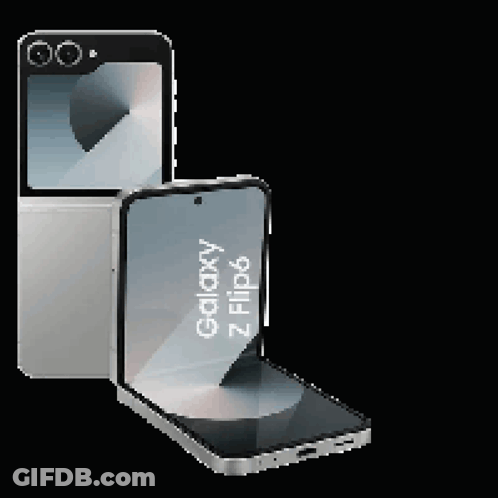 A Samsung Galaxy Z Flip6 Is Displayed In Pixel Art GIF