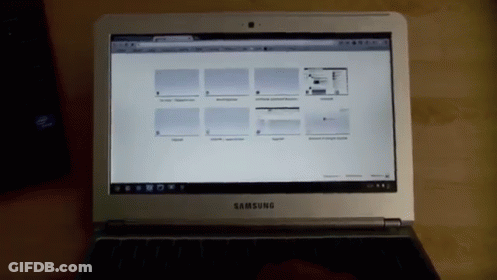 A Samsung Laptop Open To A Web Page GIF