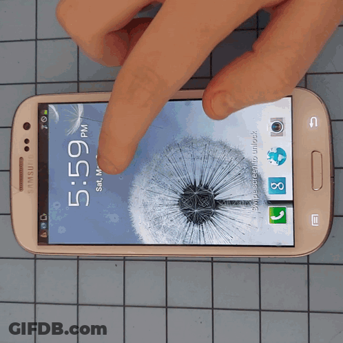 A Samsung Phone Displays The Time As 5:59 GIF