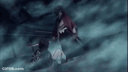 A Samurai Is Holding A Sword And Says Those Earrings GIF