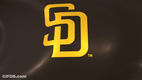 A San Diego Padres Logo With A Tm On The Bottom GIF