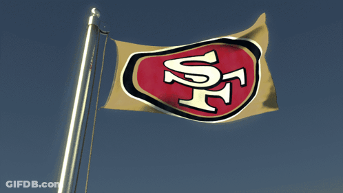 A San Francisco 49Ers Flag Flies In The Wind GIF