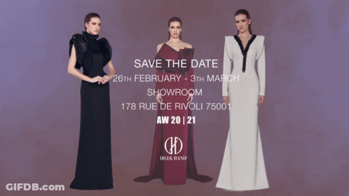 A Save The Date Advertisement For A Fashion Show Taking Place On February 26Th And March 3Rd GIF