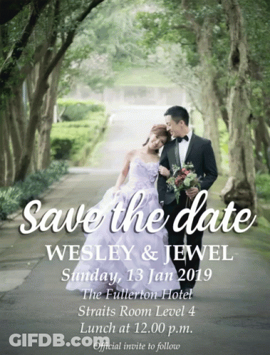 A Save The Date For Wesley And Jewel Sunday January 13Th 2019 GIF