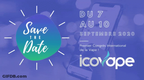 A Save The Date Poster For Icovape GIF