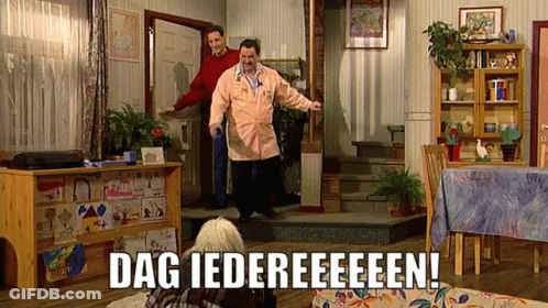 A Scene From A Tv Show With The Words Dag Iedereeeeen GIF