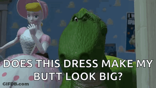 A Scene From Toy Story With Rex And Bo Peep Talking To Each Other GIF