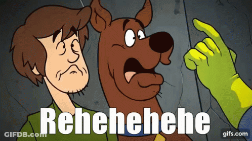 A Scooby Doo Cartoon With The Words Rehehehe On The Bottom Right GIF