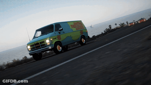 A Scooby Doo Van Drives Down The Road GIF