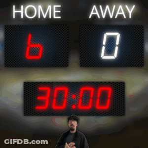 A Scoreboard Shows That The Home Team Has 6 Points And The Away Team Has 0 GIF