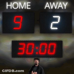 A Scoreboard Shows That The Home Team Is Currently Leading The Away Team GIF