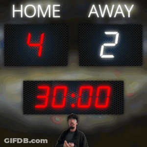 A Scoreboard Shows That The Home Team Is Leading The Away Team GIF