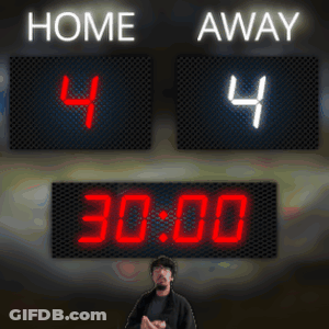 A Scoreboard Shows That The Home Team Is Leading The Away Team 44 To 44 GIF