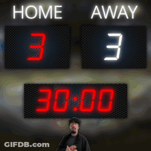 A Scoreboard That Says Home And Away On It GIF