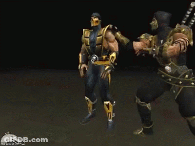 A Scorpion From The Video Game Mortal Kombat Is Shown GIF
