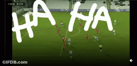 A Screen Shot Of A Soccer Game With The Words " Ha Ha " Written On It GIF