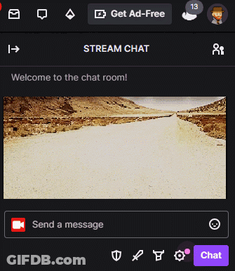 A Screen Shot Of A Stream Chat Room With A Message Being Sent GIF