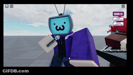 A Screen Shot Of A Video Game With A Character With A Tv Head With A Face On It GIF