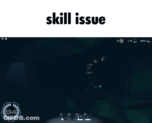 A Screen Shot Of A Video Game With The Words Skill Issue Written Above It GIF