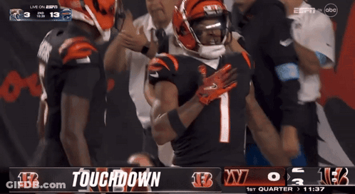 A Screen Shows A Football Game Between The Bengals And The Jets GIF