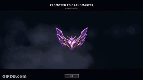 A Screen That Says Promoted To Grandmaster And A Button That Says Ok GIF