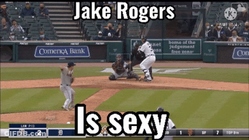 A Screenshot Of A Baseball Game With The Name Jake Rogers On It GIF