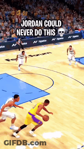 A Screenshot Of A Basketball Game With The Words Jordan Could Never Do This GIF
