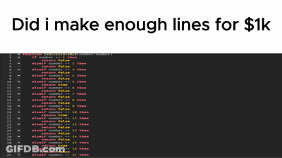 A Screenshot Of A Computer Screen That Says Did I Make Enough Lines For $1K GIF