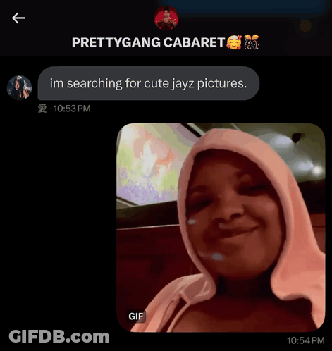 A Screenshot Of A Conversation Between Prettygang Cabaret And Another Person GIF