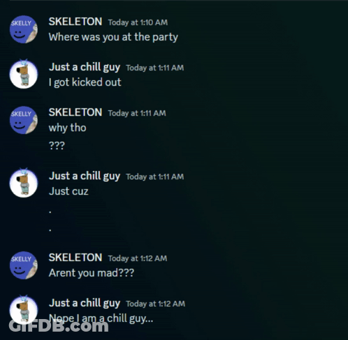 A Screenshot Of A Conversation Between Skeleton And Kelly With A Picture Of A Dog GIF