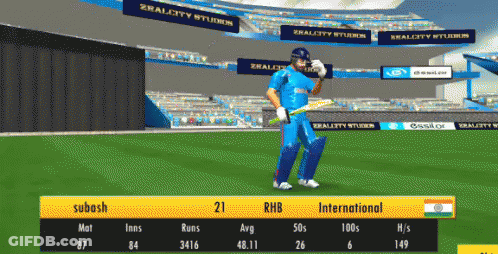A Screenshot Of A Cricket Game With A Player Named Subhash GIF