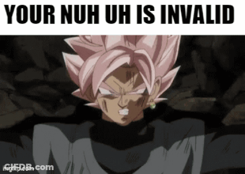 A Screenshot Of A Dragon Ball Z Character With The Caption Your Nuh Uh Is Invalid GIF