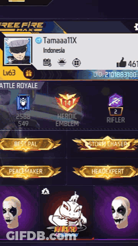 A Screenshot Of A Free Fire Game With Tamaa11x 'S Profile GIF