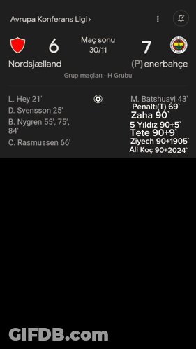 A Screenshot Of A Game Between Fenerbahce And Nordsjaerland GIF